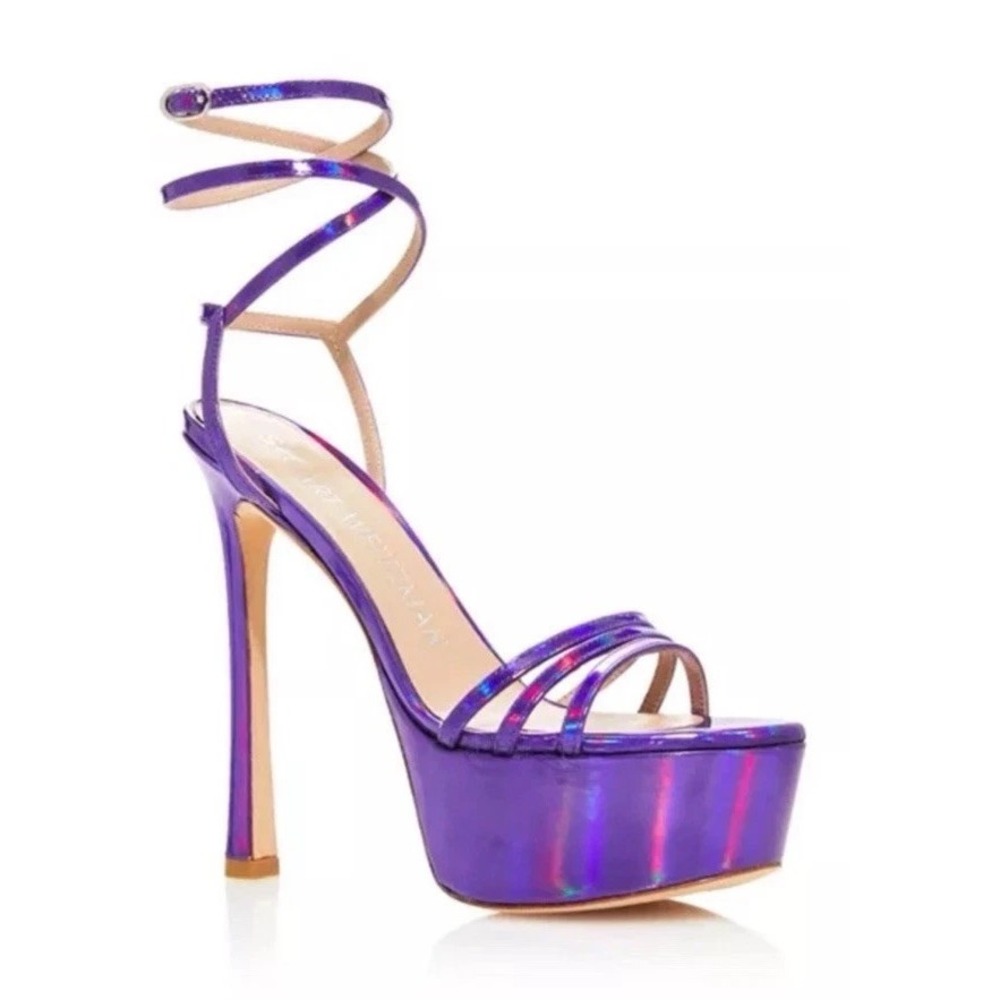 Stuart Weitzman Purple Iridescent Platform Sandals